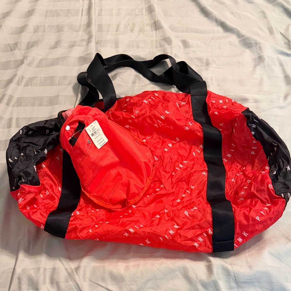 PINK Victoria's Secret Red and Black Travel Bag